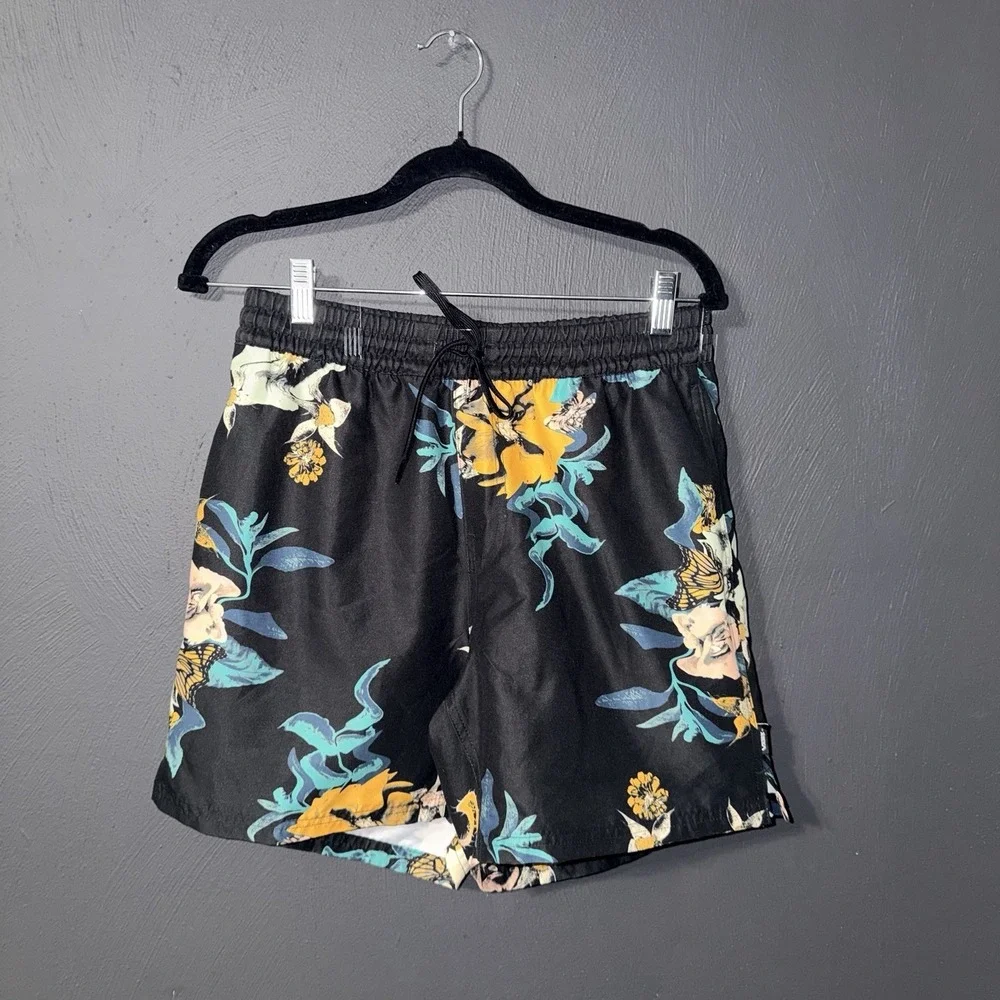 Vans Relaxed Fit Board Shorts Floral Navy Yellow Men's Size Small